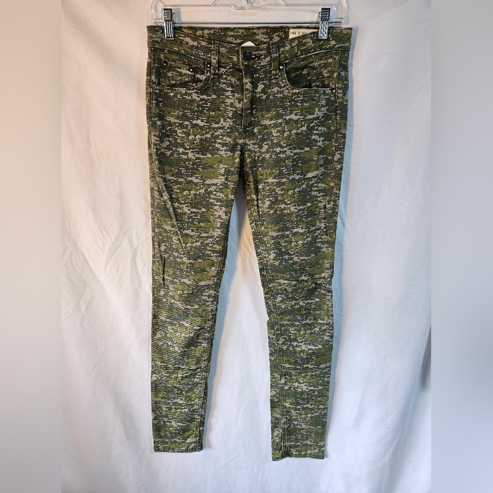 Rag & Bone Skinny Jeans Camo Print Size 29 Green Digital Camouflage Designer